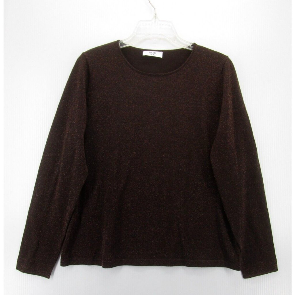 Weill Sweater Medium Wool Pullover Metallic Preppy Crewneck Casual